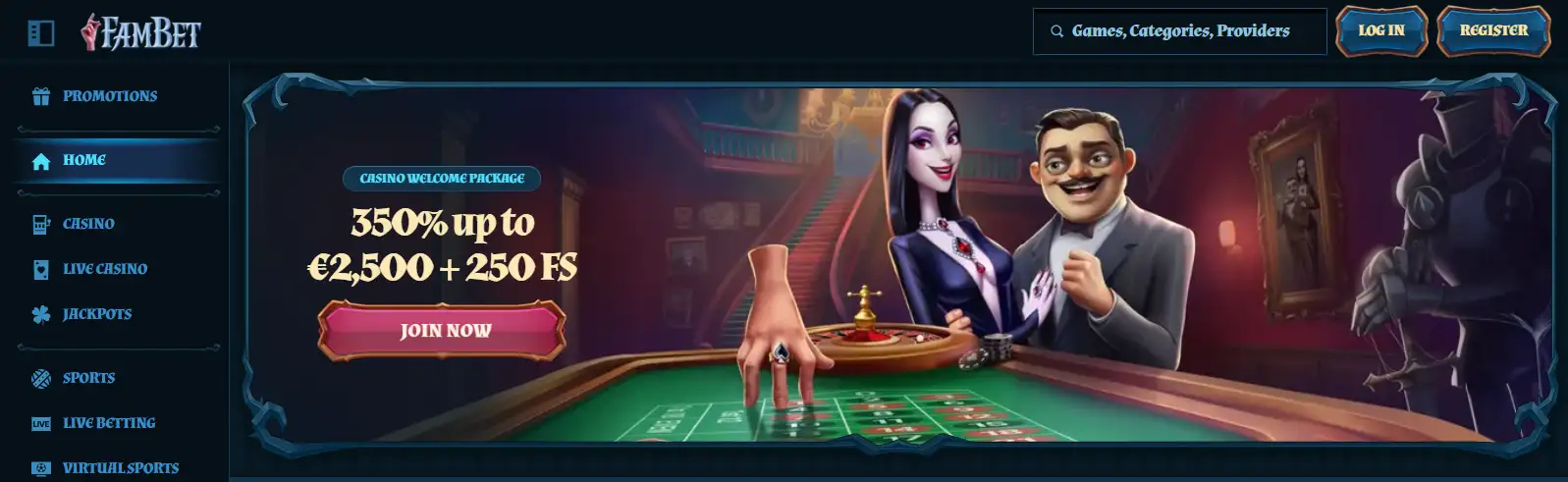 FamBet promotions or welcome offer interface